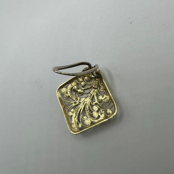 Gold Vermeil Filigree Clip On Vintage Earrings Marked SILVER TIKA Stamped retro - Picture 16 of 16
